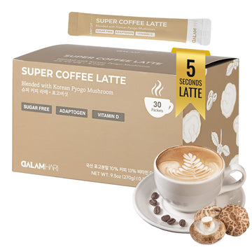 Dalamhari Mushroom Coffee Latte 30T | Shiitake Mushroom Ryze Mushroom Coffee Korean Instant Coffee Packets Four Sigmatic Everyda