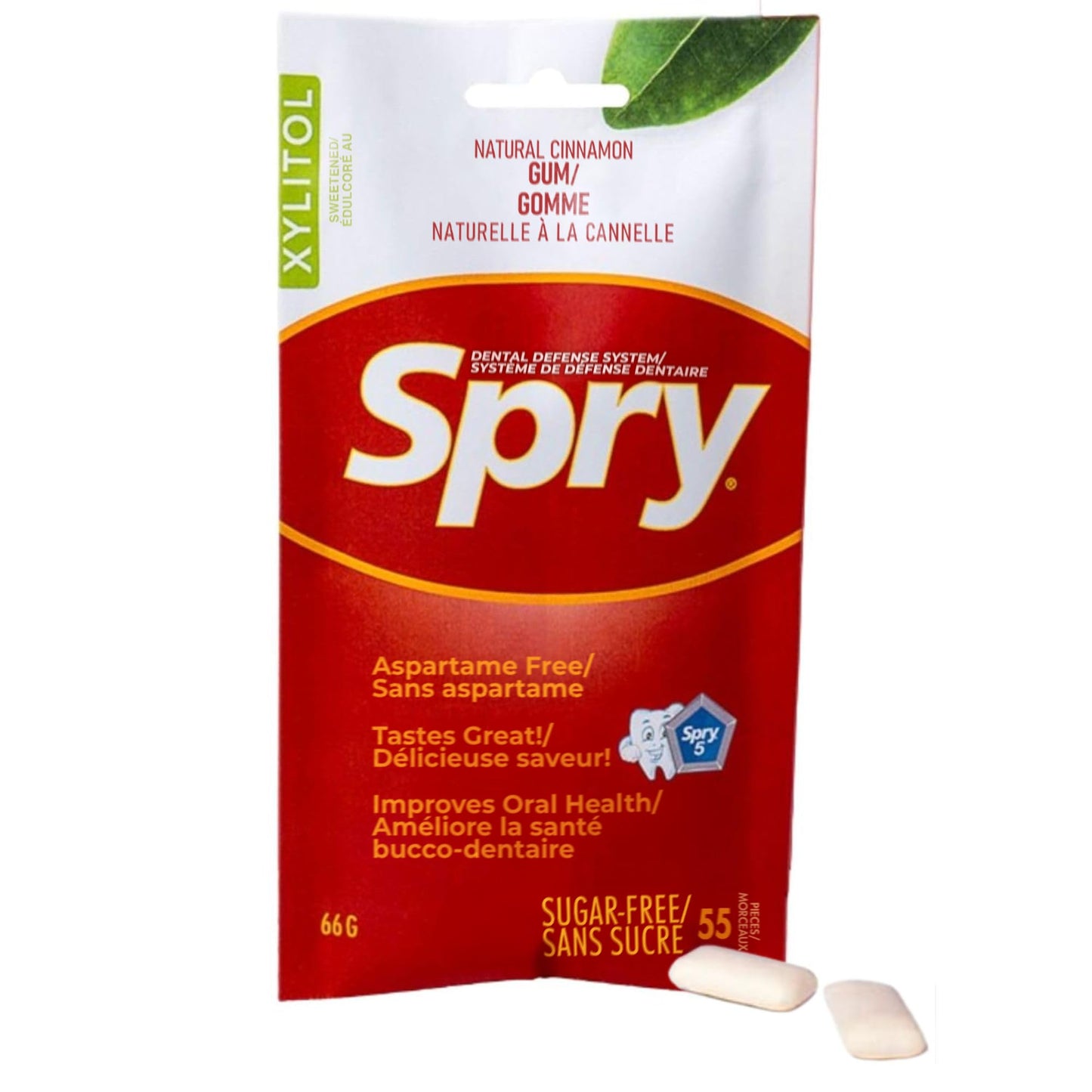 Spry Xylitol Chewing Gum - Aspartame-Free, Sugar-Free, Non-GMO - Cinnamon Flavor, 55 Count, Pack of 1
