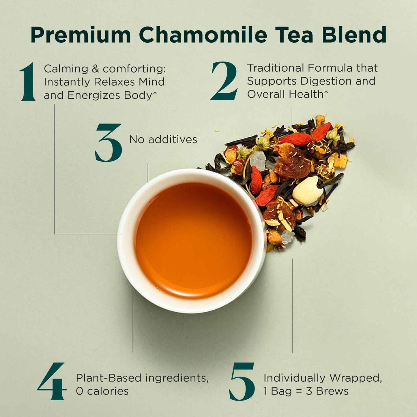 Tea Facto Chamomile Tea Bags With Chrysanthemum Tea For Soothing Comfort - 10 Pack