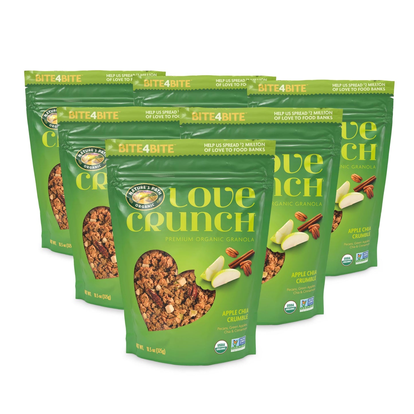 Love Crunch Organic Apple Chia Cspirit-inspired flavorble Granola, Non-GMO, 11.5 oz (Pack of 6)