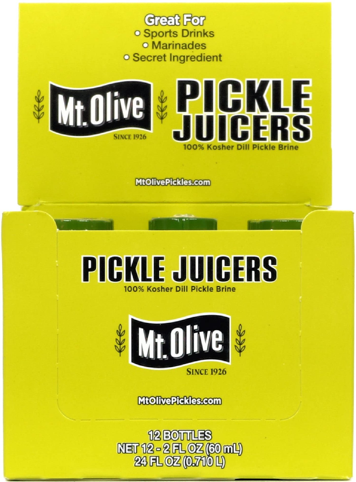 Mt. Olive Pickle Juice 100% Kosher Dill Pickle Brine - 12 Pk - 2 Fl Oz Bottles