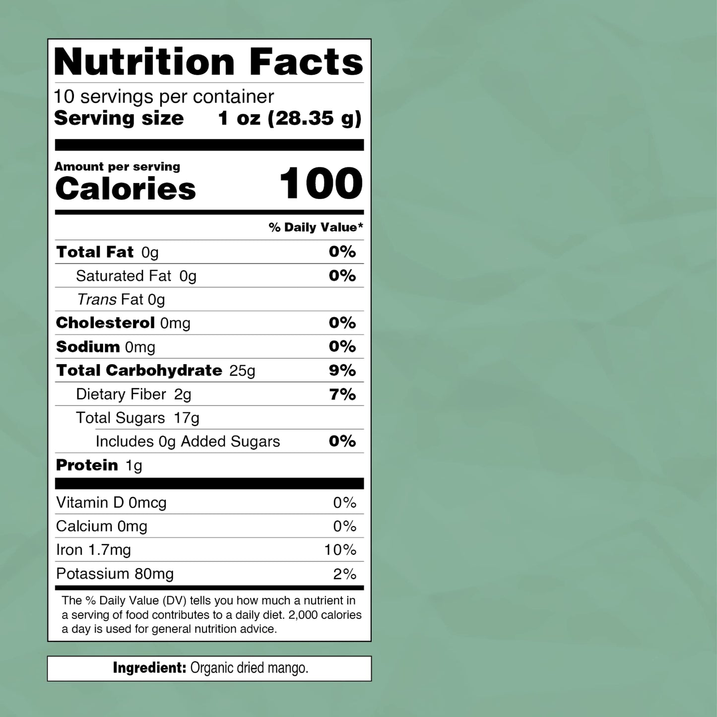 Organic Dried Mango Diced, 10 Lunch Packs 1 Oz Each, Bag Contains 10 Oz In Total