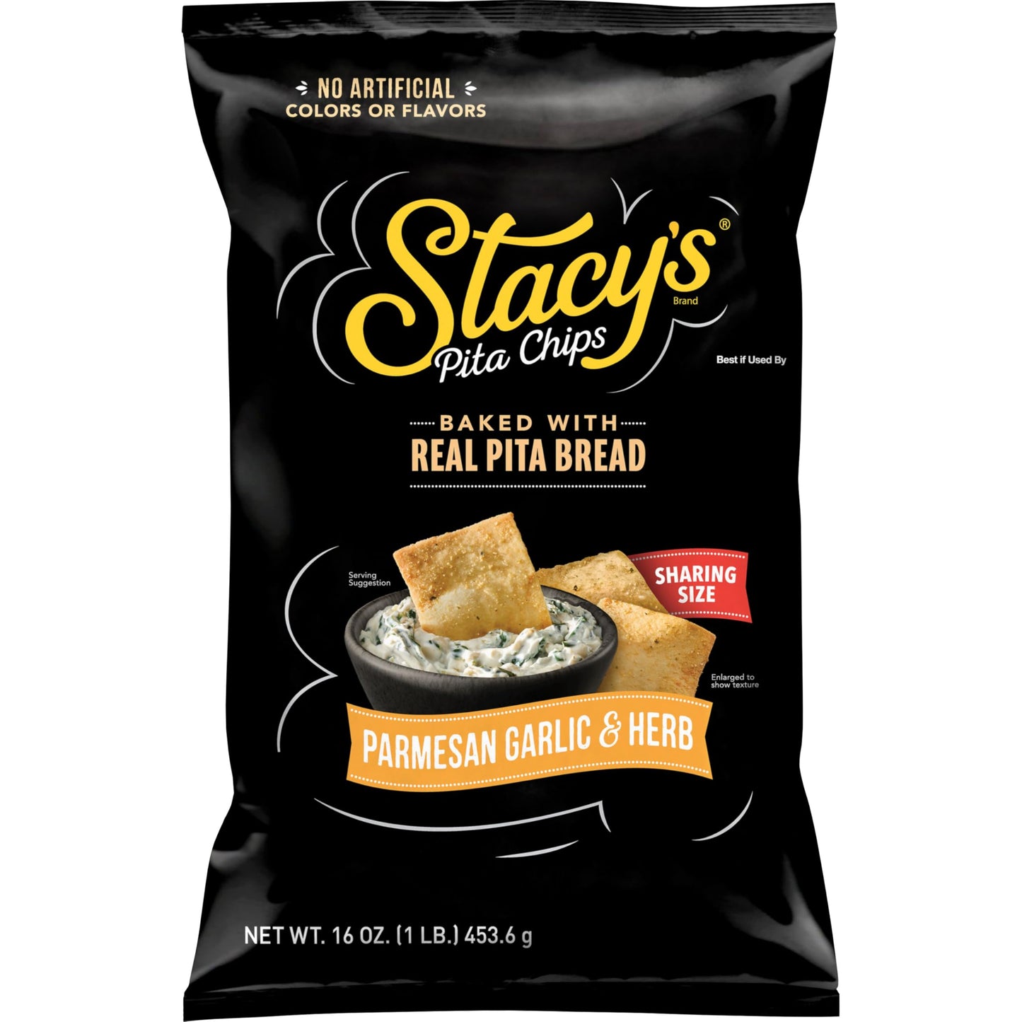 Stacys Parmesan Garlic & Herb Flavored Sharing Size Pita Chips, 16 Ounce