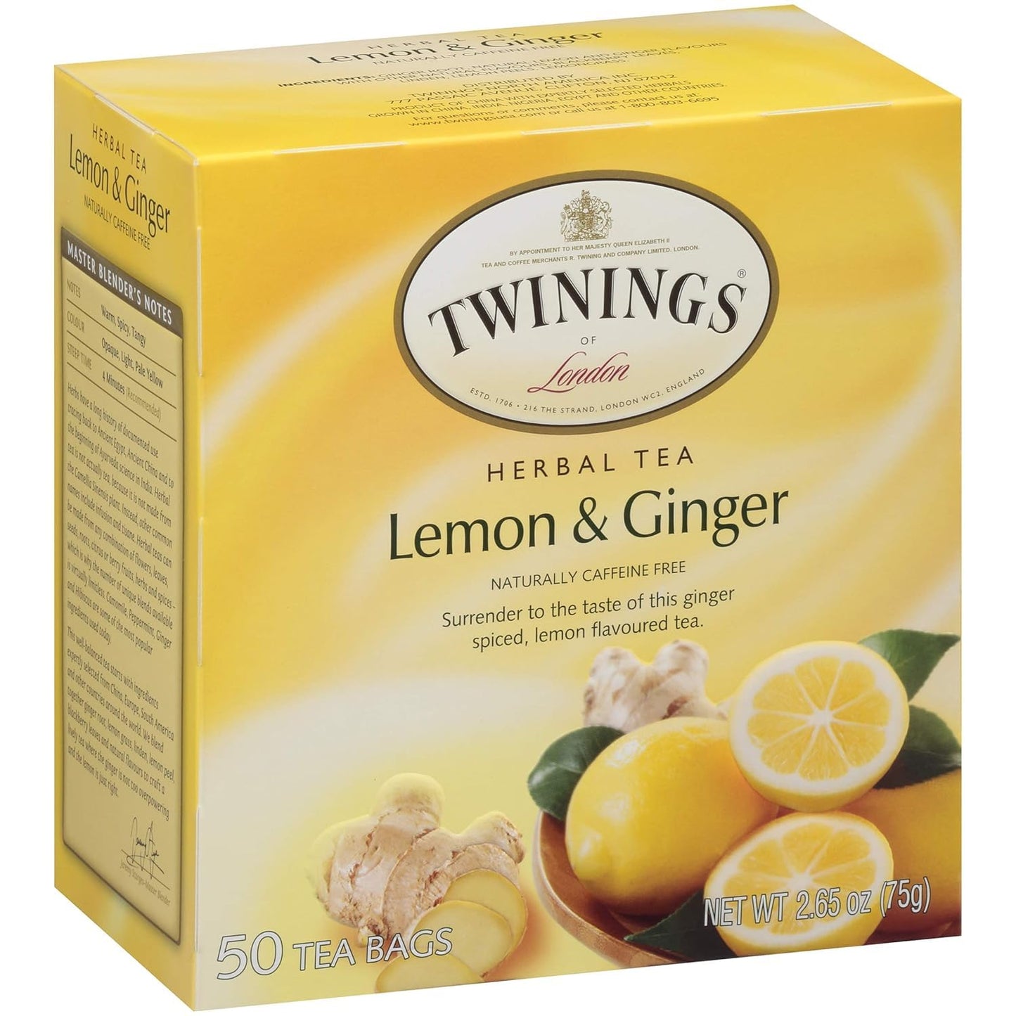 Twinings Tea, Tea, Lemon & Ginger, Pack Of 6, Size 50 Bag - No Artificial Ingredients6
