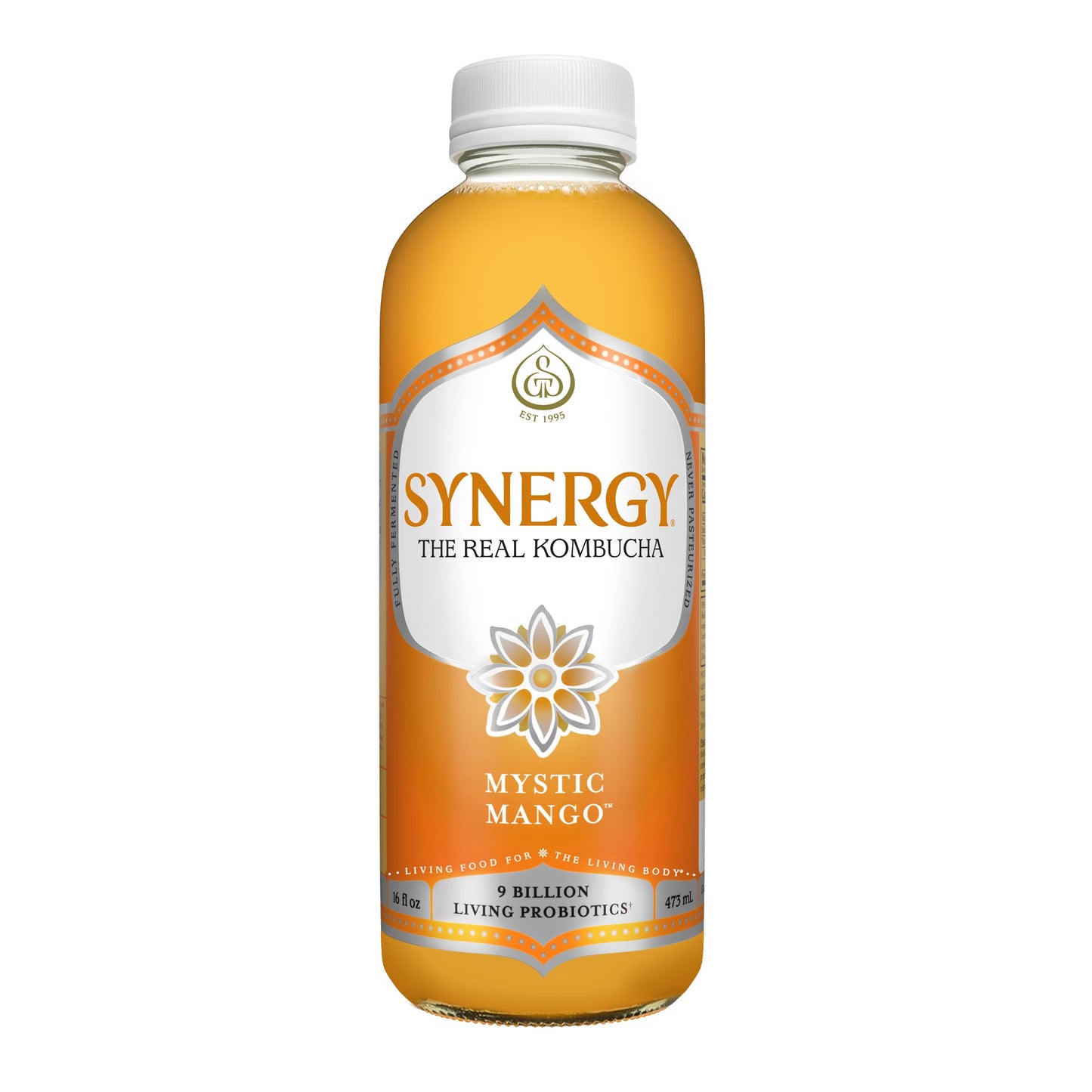 SYNERGY The Real Kombucha - Mystic Mango - 16 fl oz Bottle - Raw Probiotic Drink for Gut Health and Immune Support