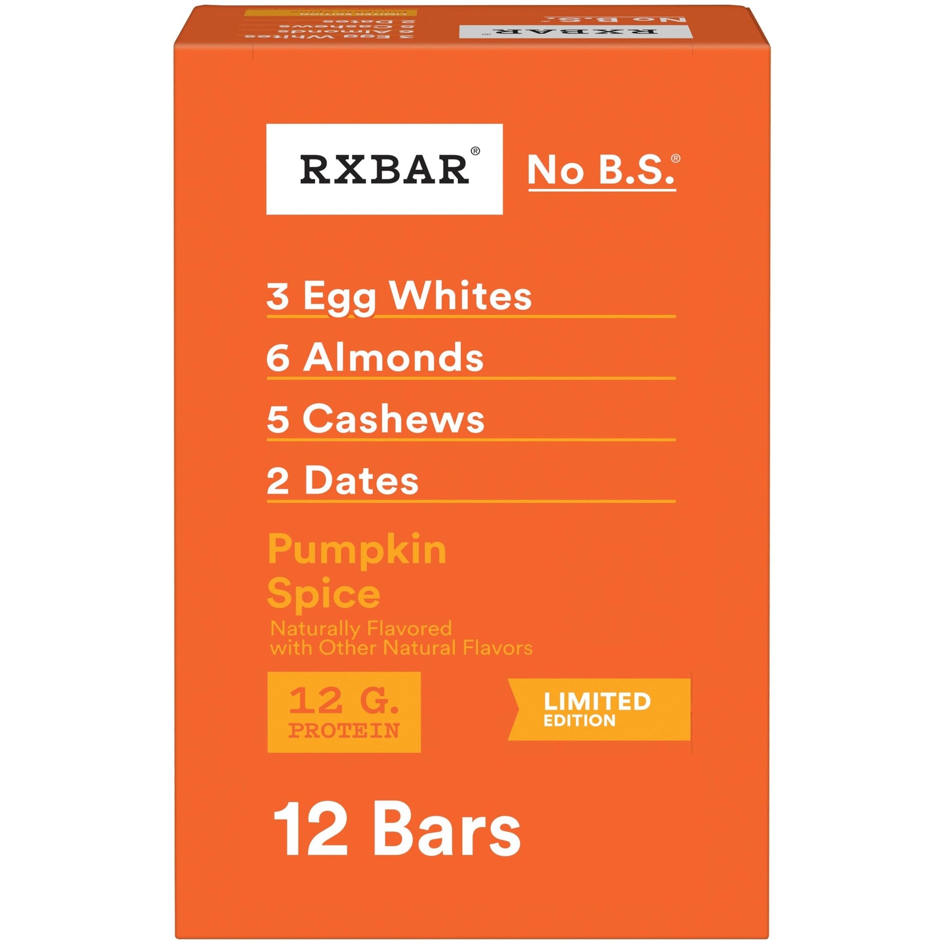 RXBAR Protein Bars, Pumpkin Spice, 1.83 oz each, Pack of 12, Model RXF007
