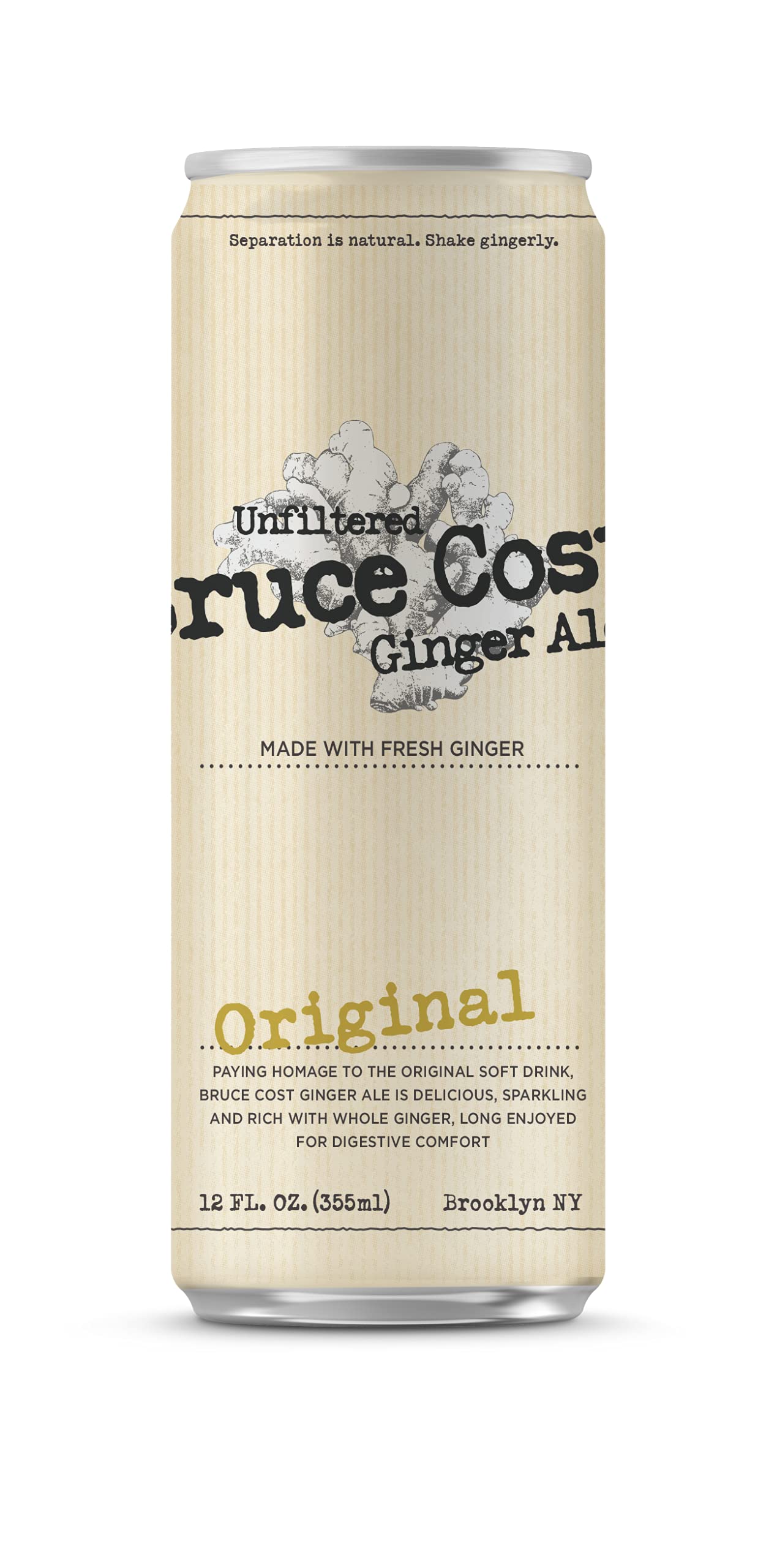Bruce Cost Ginger Ale Original, 12 Fl Oz Can, Pack of 24, Orange