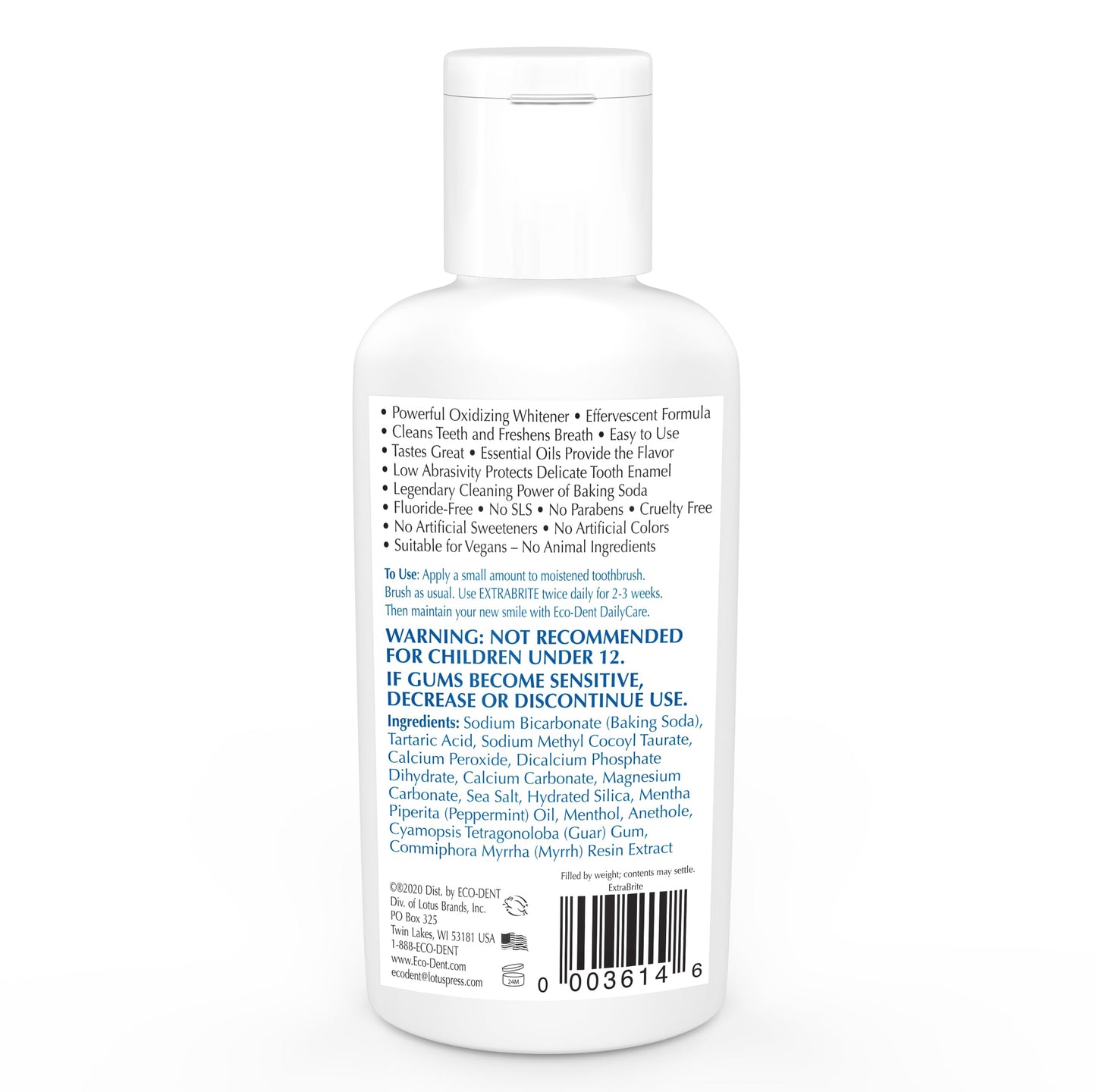 Eco-Dent Extrabrite Baking Soda Toothpowder, Mint - Fluoride-Free Toothpaste Powder, Sls-Free Tooth Powder With Oxidizing Calcium Peroxide, Whitening Toothpaste Alternative, 2 Oz Ea (Pack Of 3)