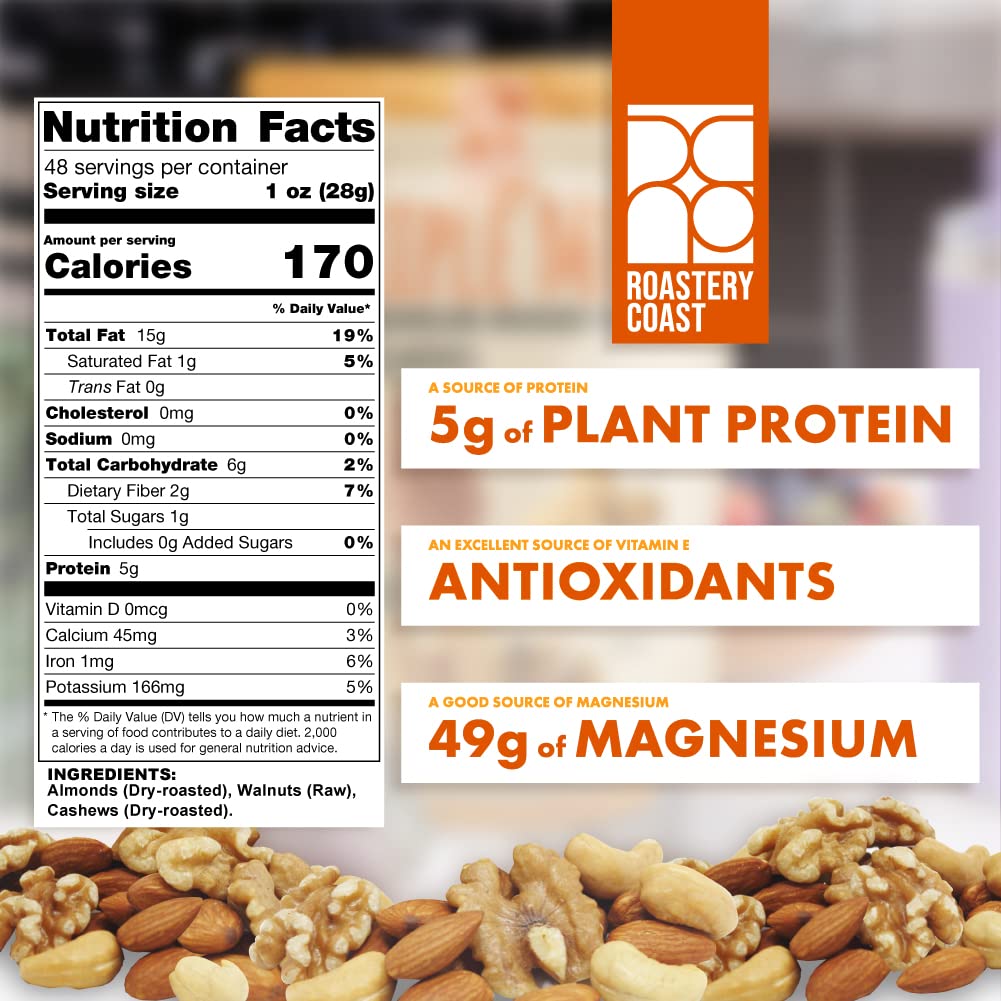Roastery Coast Daily Nuts Healthy Mix | 48 Ounce Bulk Snack Mix | Assorted Nuts & Dry Fruits