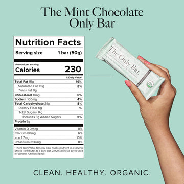 Truvani Plant Based Snack Bars | Chocolate Mint 12 Pack | 7g Protein | USDA Organic and Vegan | The Only Bar | Dairy, Soy, and G
