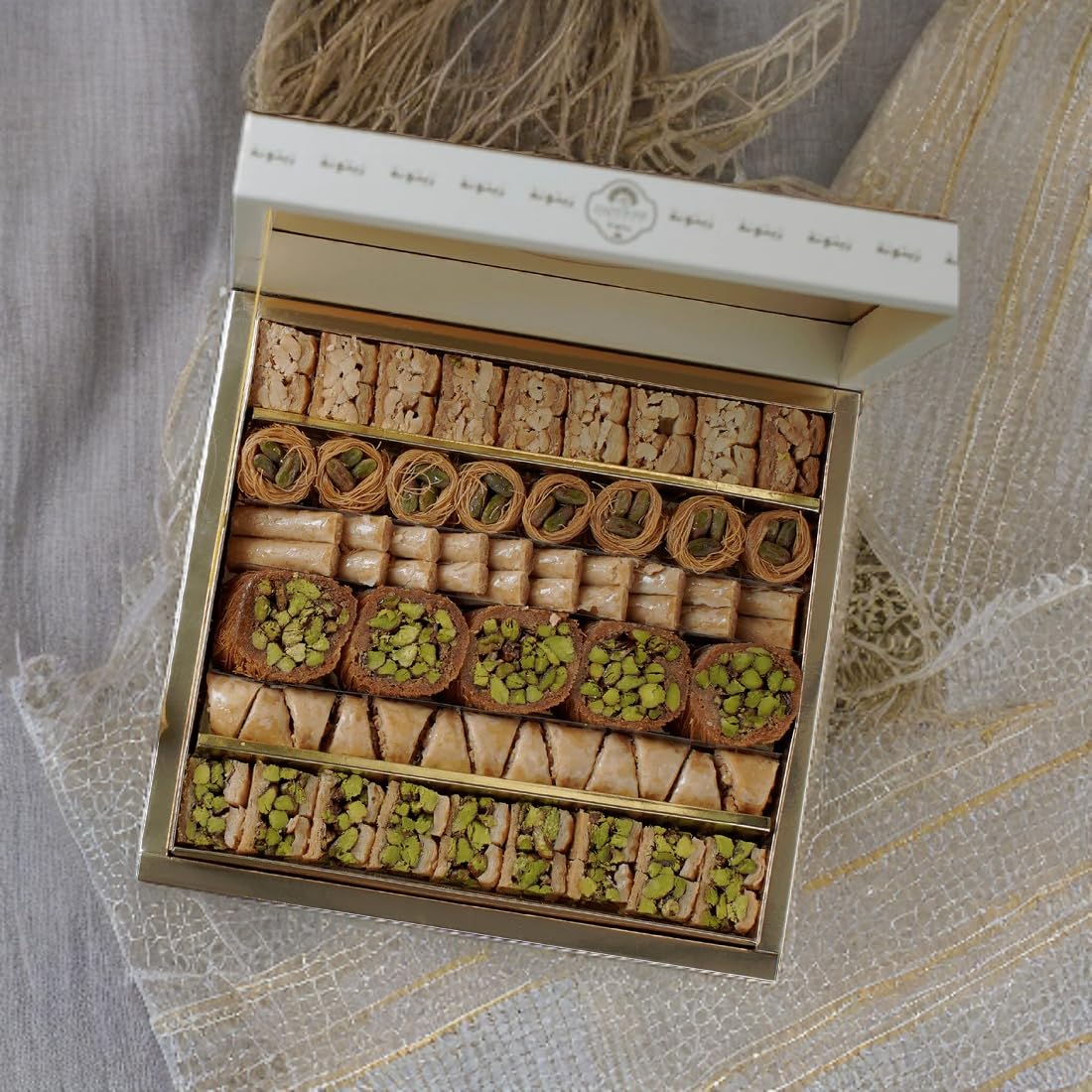 Zaitoune Pistachio & Cashew Mix Baklava 500g - Desserts Gift Box Perfect for Birthday, Father's and Mothers Day, New Year, Eid