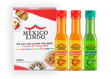 Mexico Lindo Hot Sauce Variety Pack | Includes Two Red Habanero & One Green Habanero Hot Sauces | 5 Fl Oz Bottles (Pack Of 3)