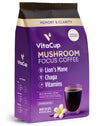 VitaCup Focus Mushroom Coffee Grounds, Vanilla Flavored Coffee with Lions Mane, Chaga, B Vitamins, D3, Boost Focus, Immunity, Me