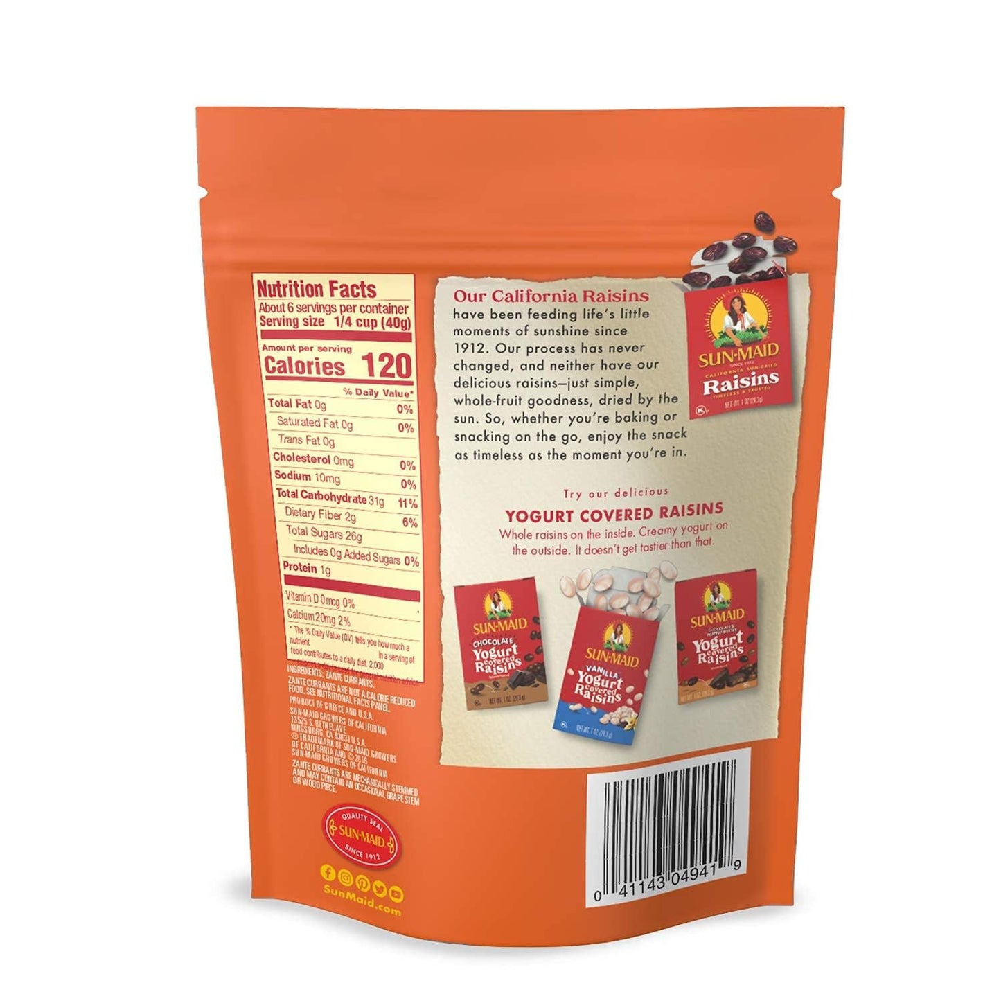 Sun-Maid California Sun-Dried Zante Currants - (10 Pack) 8 Oz Resealable Bag - Dried Fruit Snack For Lunches And Snacks