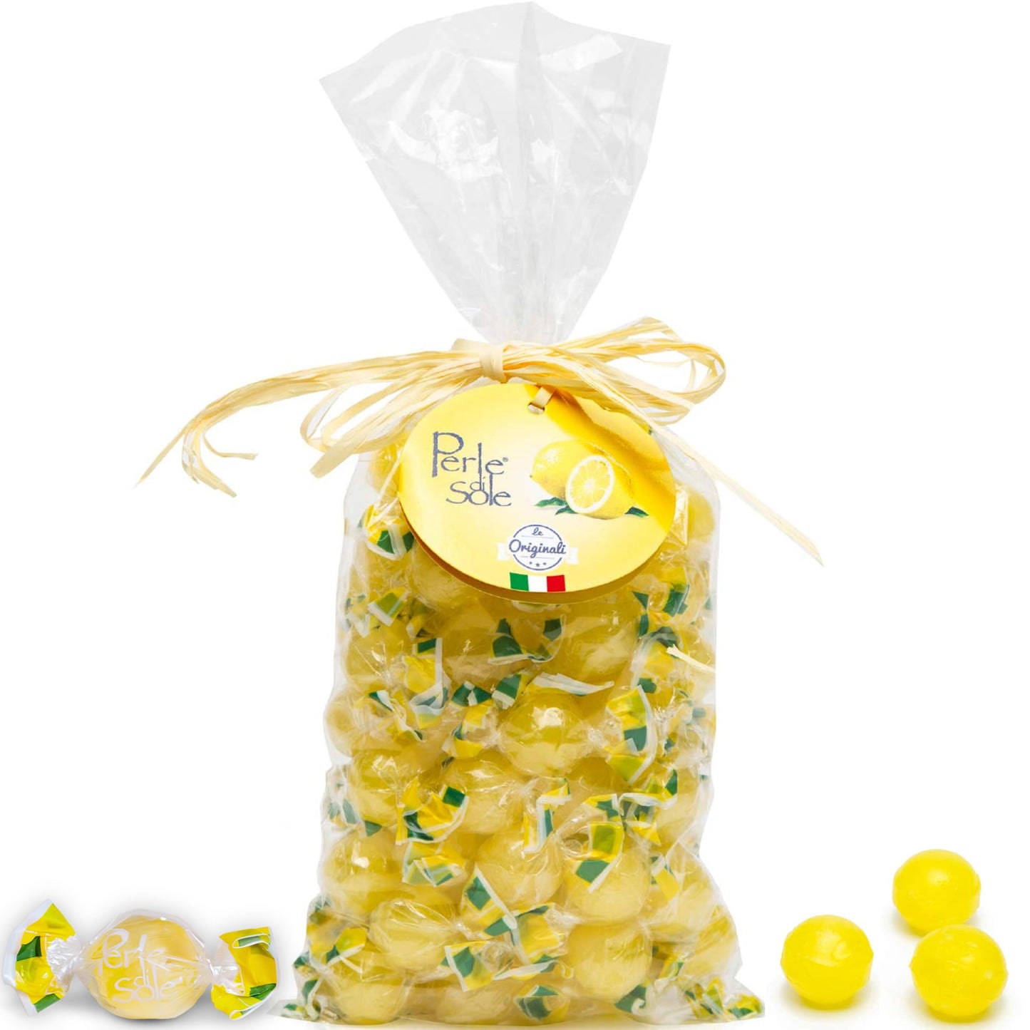 Perle Di Sole Italian Lemon Candy Drops - Lemon Hard Candy Individually Wrapped - Fizzy And Tart Lemon Candies (17.63 Oz | 500 G