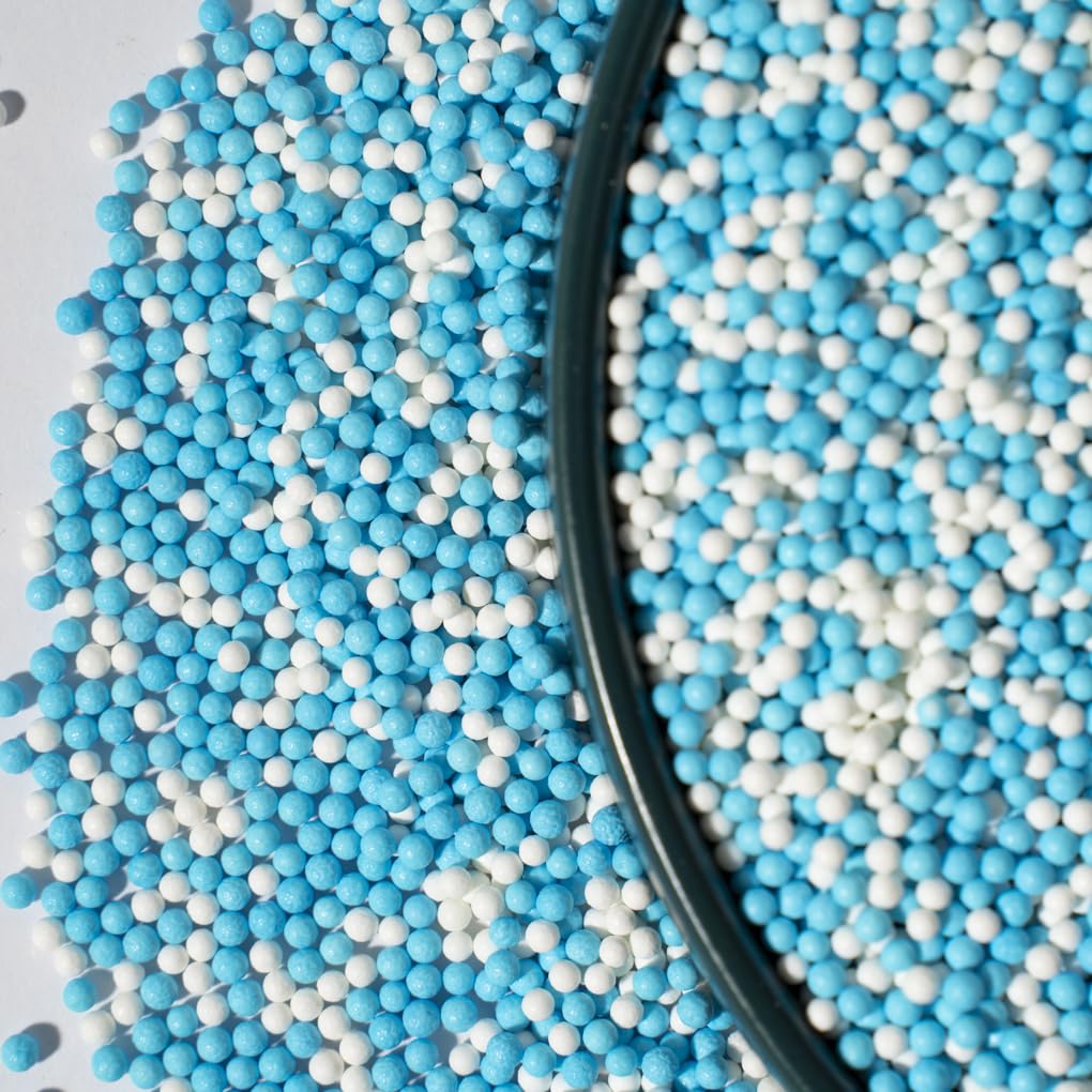 Christmas Sprinkles 130g/4.6oz,Blue White Edible Pearl Sprinkles for Cake Decorations, Baking, Ice Cream, Cookies, Cupcake Toppe