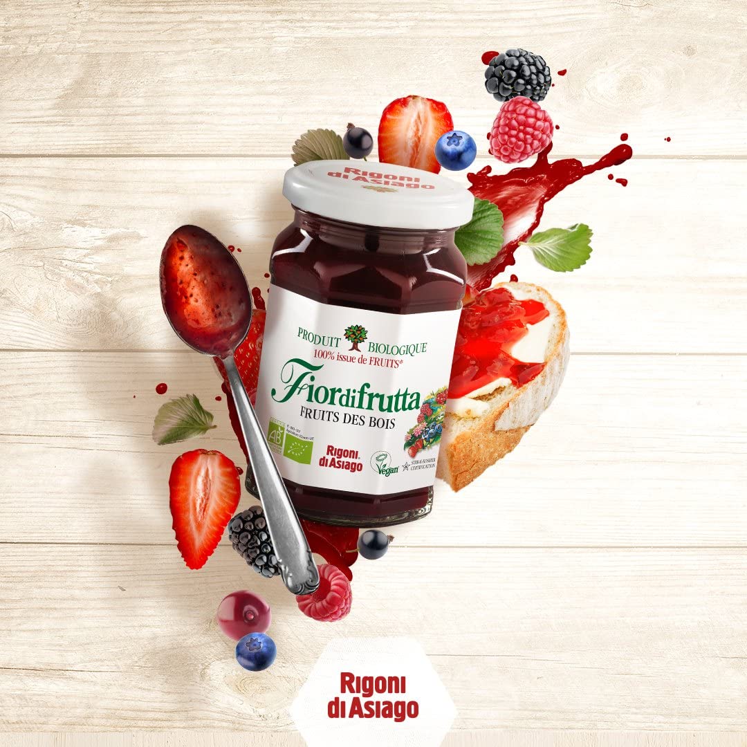 Rigoni di Asiago Fiordifrutta Organic Fruit Spread, Wild Berries, 8.82 Ounce (Pack of 6)
