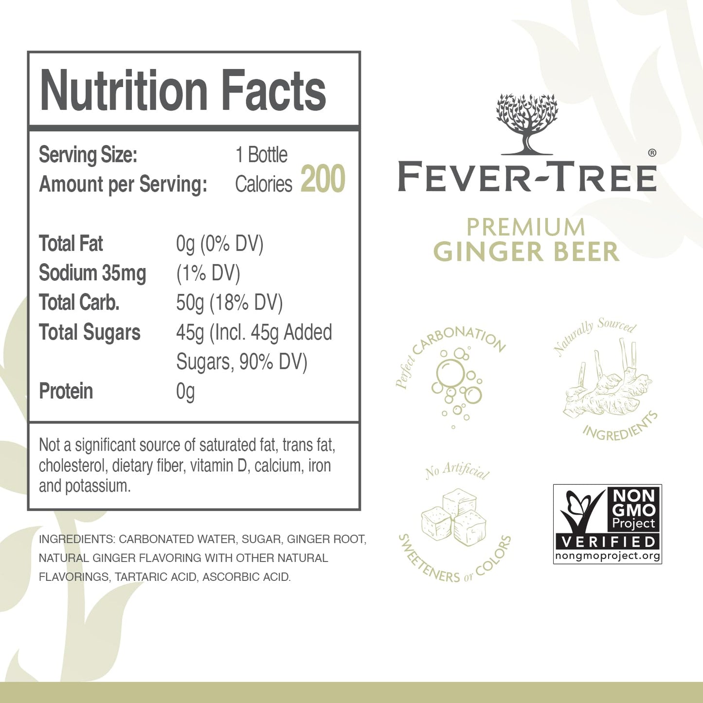 Fever-Tree Ginger malt-inspired Mixer - Premium Quality, 500 ML Bottles, Pack of 8, Clear, No Artificial Sweeteners or Colors