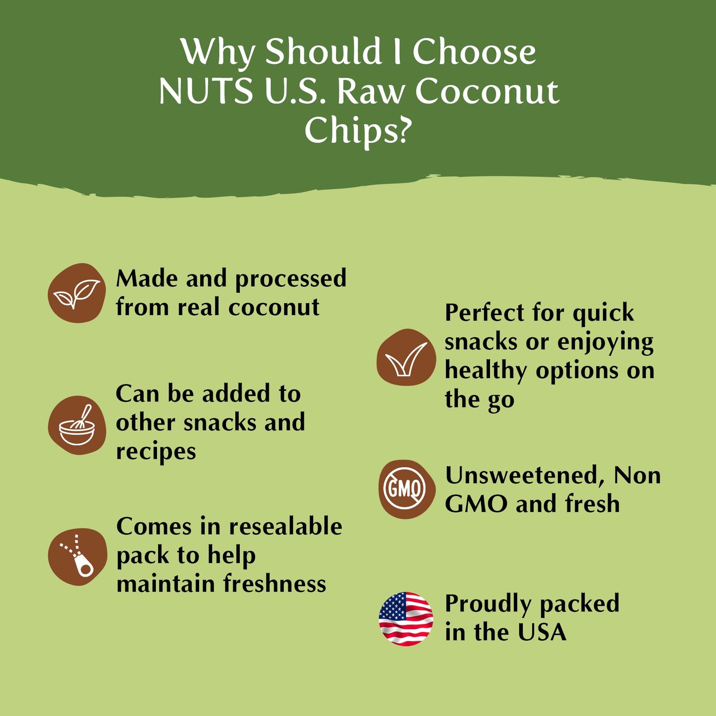 NUTS U.S. - Coconut Chips | Unsweetened and Raw | Real Coconuts | Non GMO | Packed in a Resealable Bag!!! (3 LB)