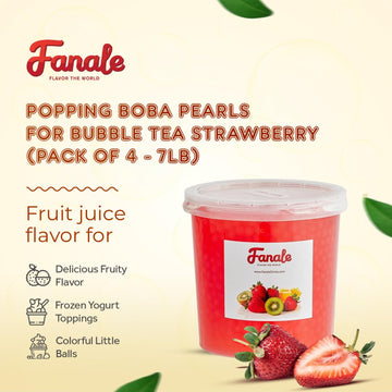 Fanale Strawberry Popping Boba Pearls, Vegan, Non-GMO, Gluten-Free, 7 lb (Pack of 4)
