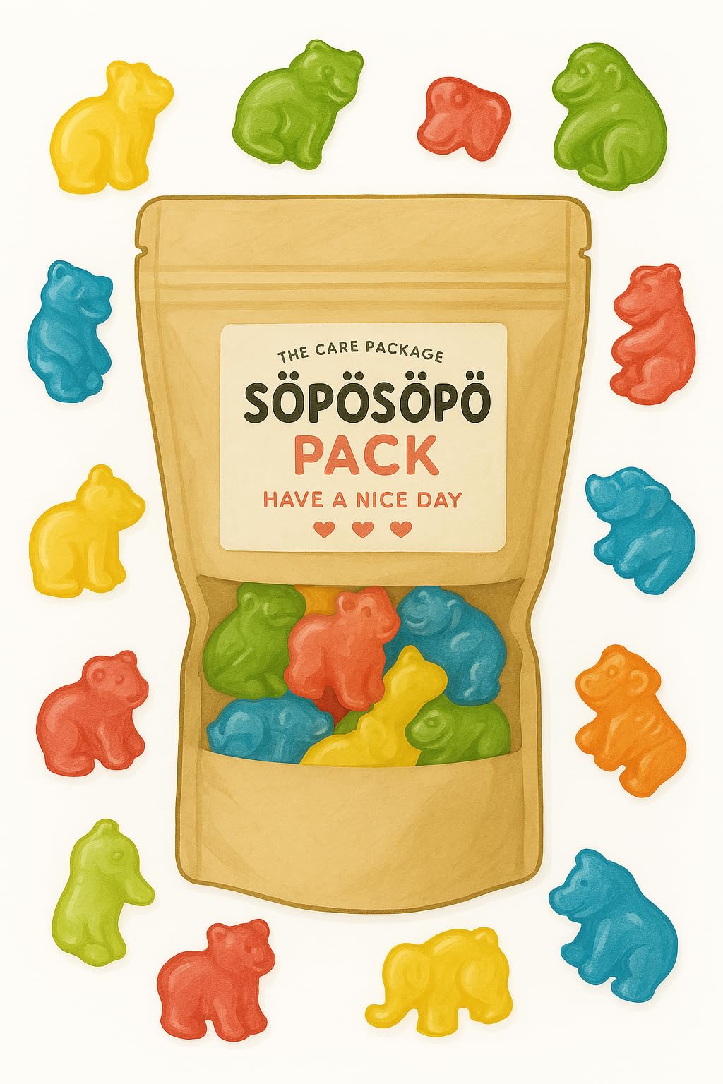 SÖPÖSÖPÖ Scandinavian Treat Pack - Jungle Fruit Gummies, Vegan, 150g, Colorful Animal-Shaped Wine Gums, Tropical Flavors
