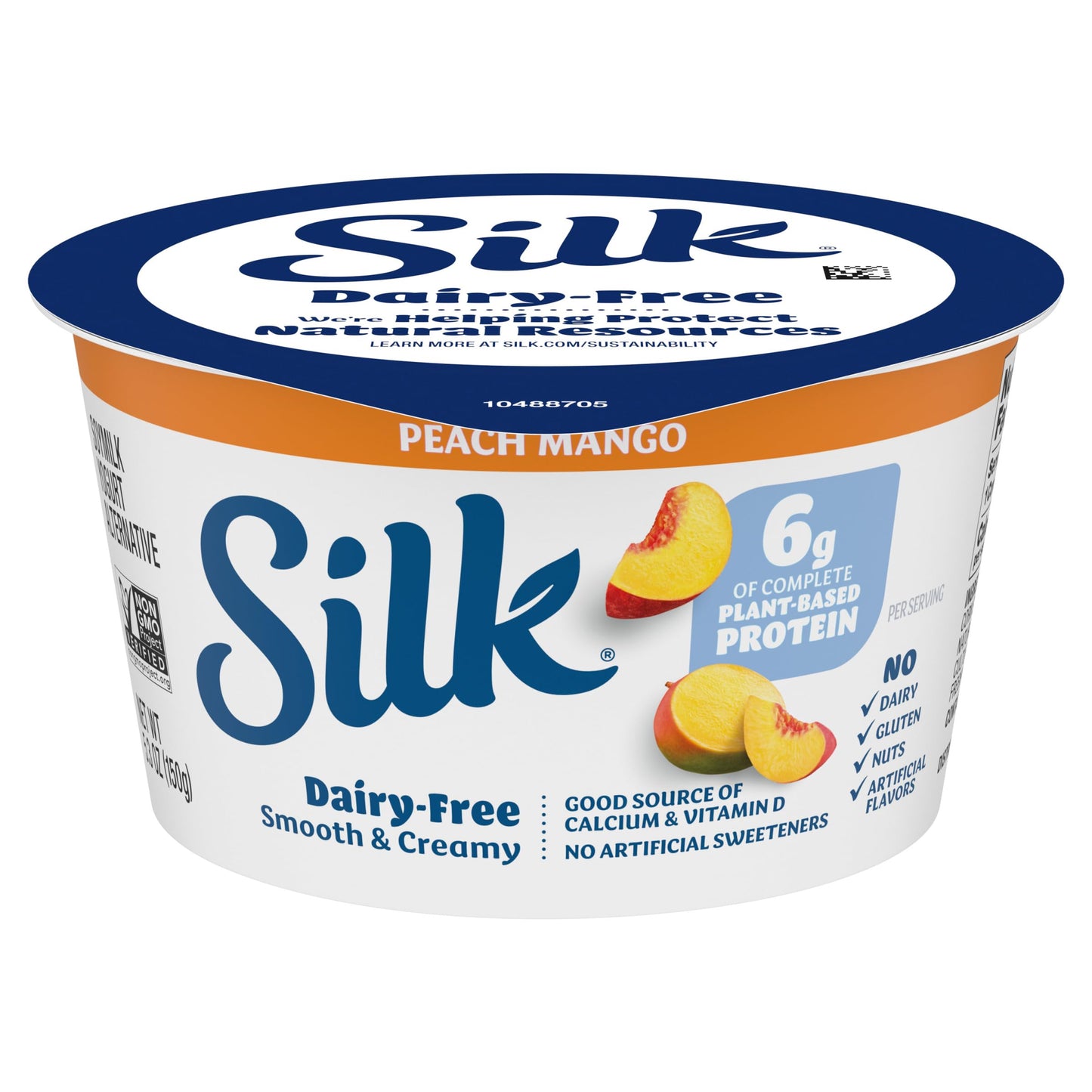 Silk Peach Mango Dairy Free, Soy Milk Yogurt Alternative, Smooth and Creamy Plant Based Yogurt with 6 Grams of Protein Per Servi