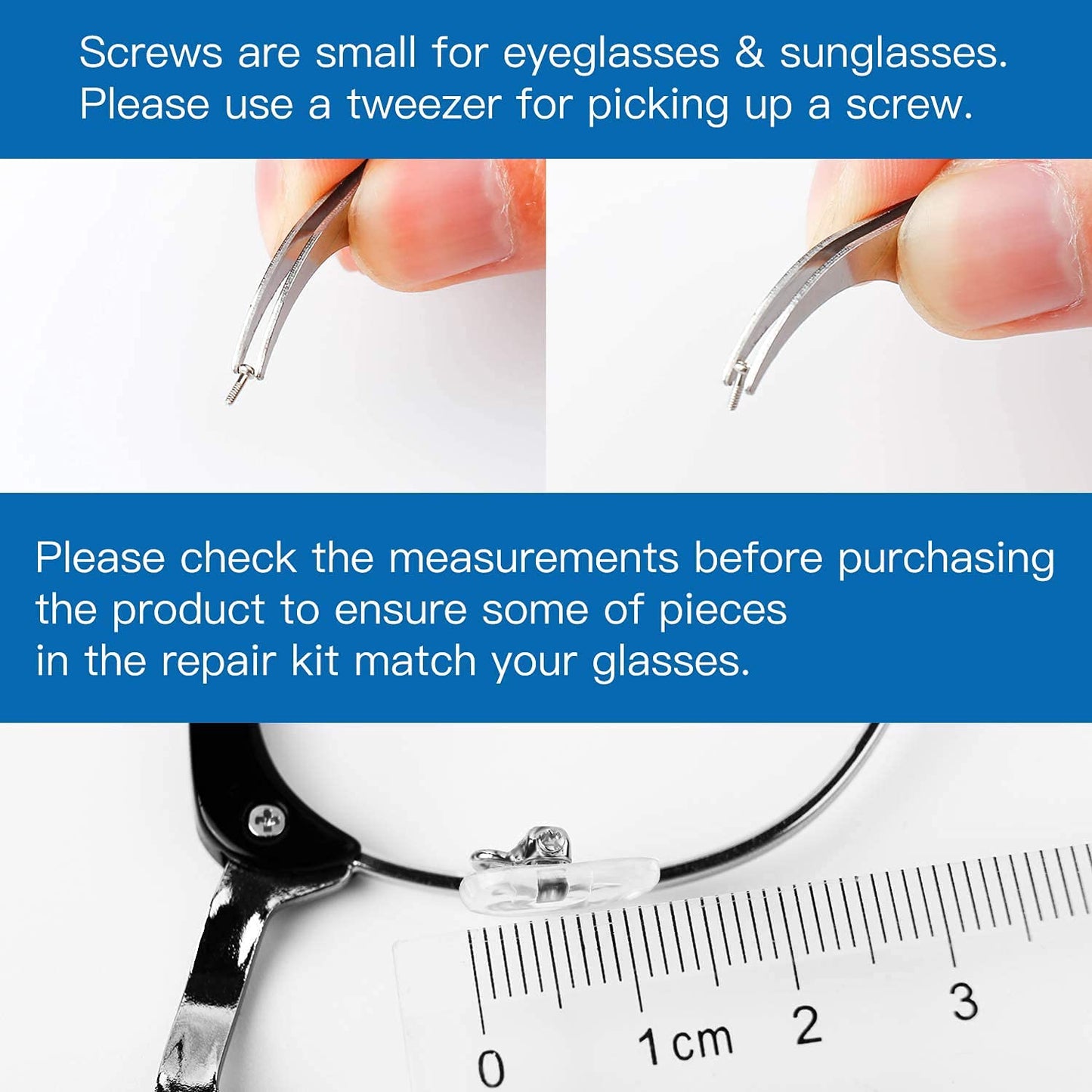 Magnetic Eye Glass Repairing Kit, Sunglasses Eyeglass Repair Kit With Eyeglass Screws,Include 10 Pairs Of Screw-In Nose Pads, Sc