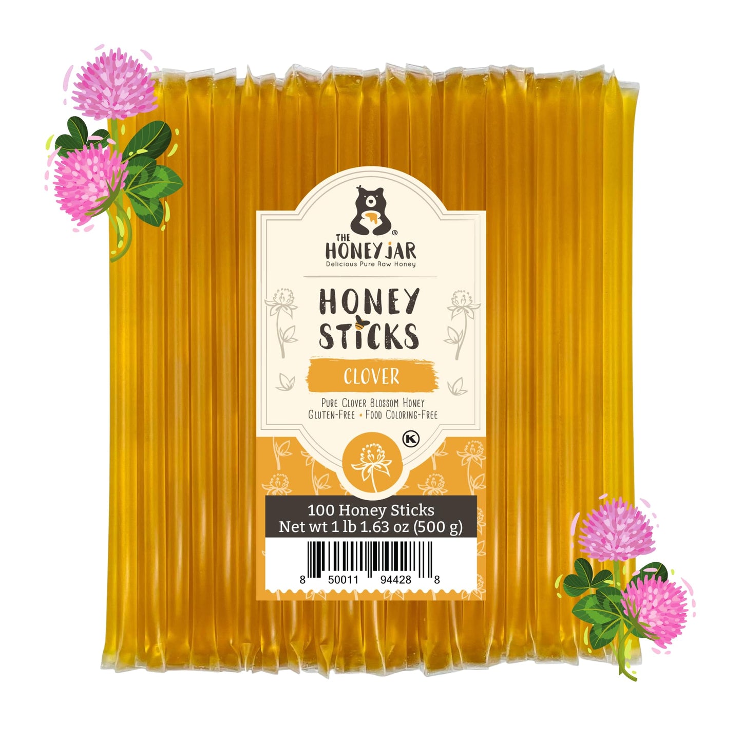The Honey Jar Raw Honey Straws - 100 Count - Pure Honey Sticks for Tea and Coffee