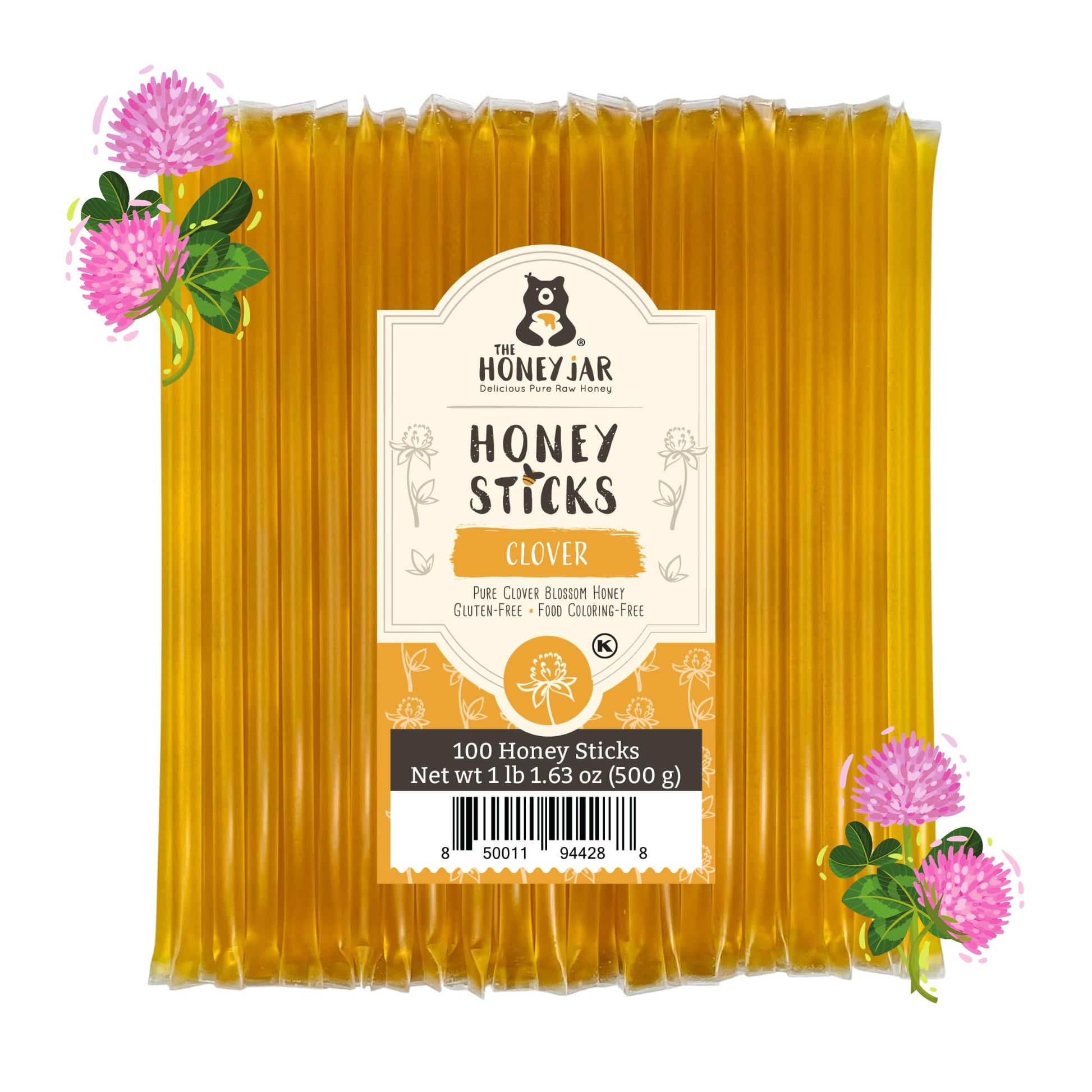 The Honey Jar Raw Honey Straws - 100 Count - Pure Honey Sticks for Tea and Coffee