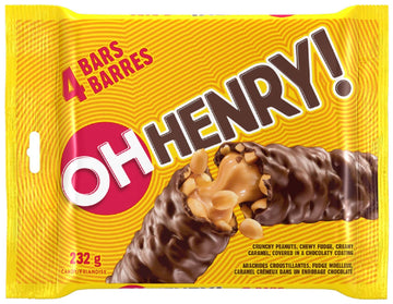 4 Full Sized Oh Henry! Chocolate Candy Bars 232G (Imported From Canada)