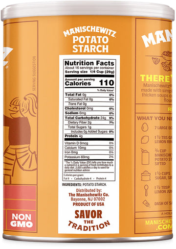 Manischewitz Bulk Potato Starch, 16Oz (4 Pack = 4 Pounds) | Resealable Container | Gluten Free | Non Gmo | Certified Kosher (Inc