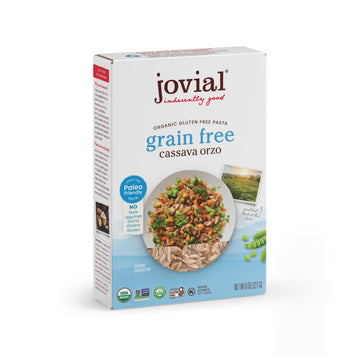 Jovial Grain-Free Cassava Orzo - Gluten Free Orzo Pasta, Cassava Pasta, Paleo Pasta, Grain-Free, 100% Organic Pasta, Usda Certified Organic, Non-Gmo, High-Fiber - 8 Oz, 1 Pack
