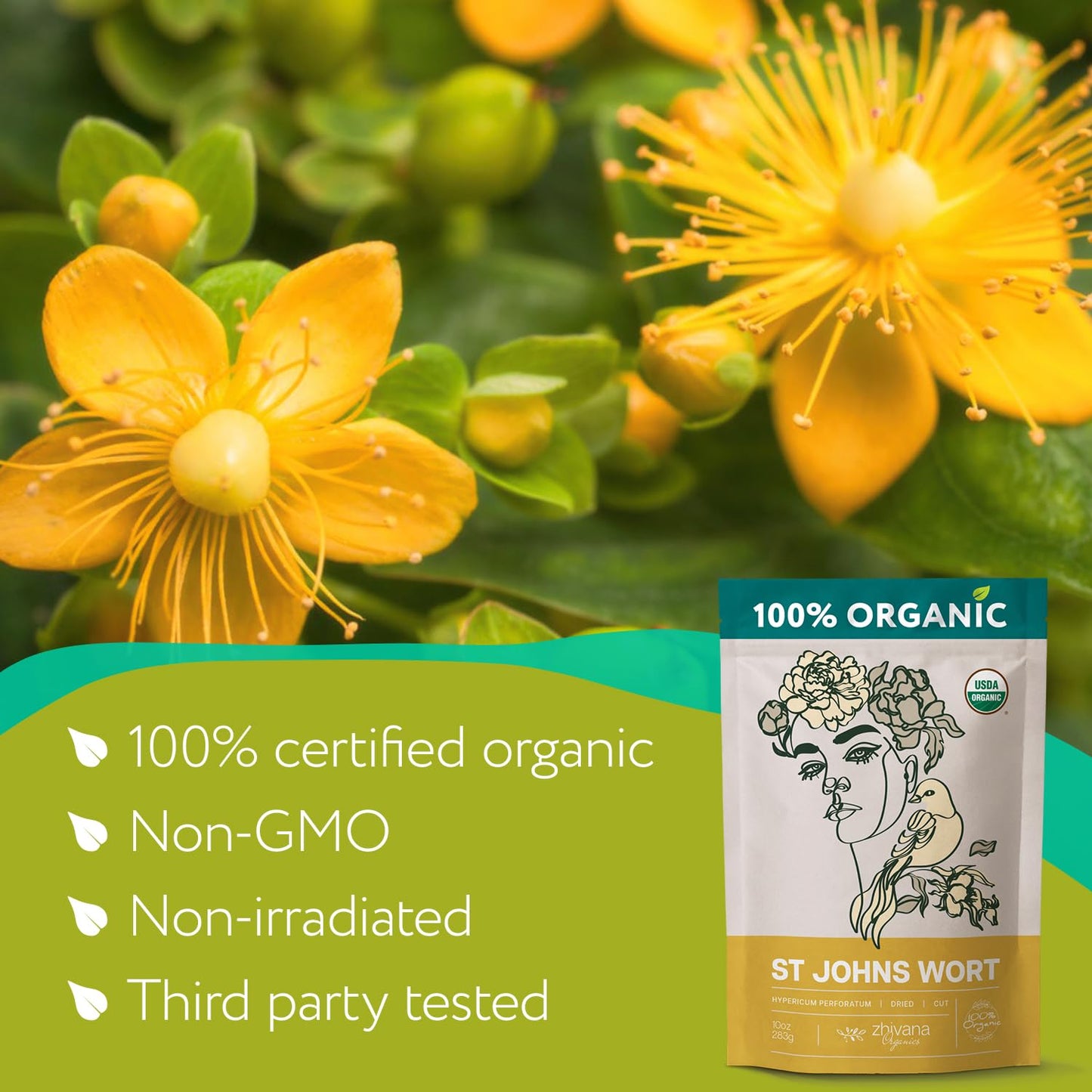 Super Value Pack 5 Lb - Organic St Johns Wort Tea - Saint Johns Wart - Stress Relief - Nervous System Support