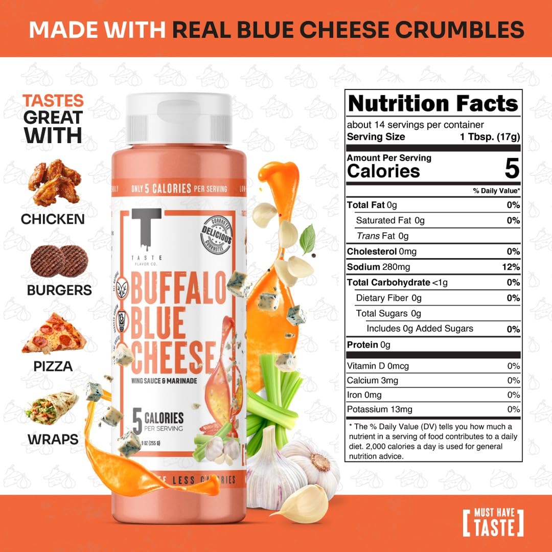 Taste Flavor Co. Grilling, Dipping Sauce And Marinade, Great Tasting, Low-Calorie Sauces, Keto Friendly, No Oils (5 Pack, Buffal