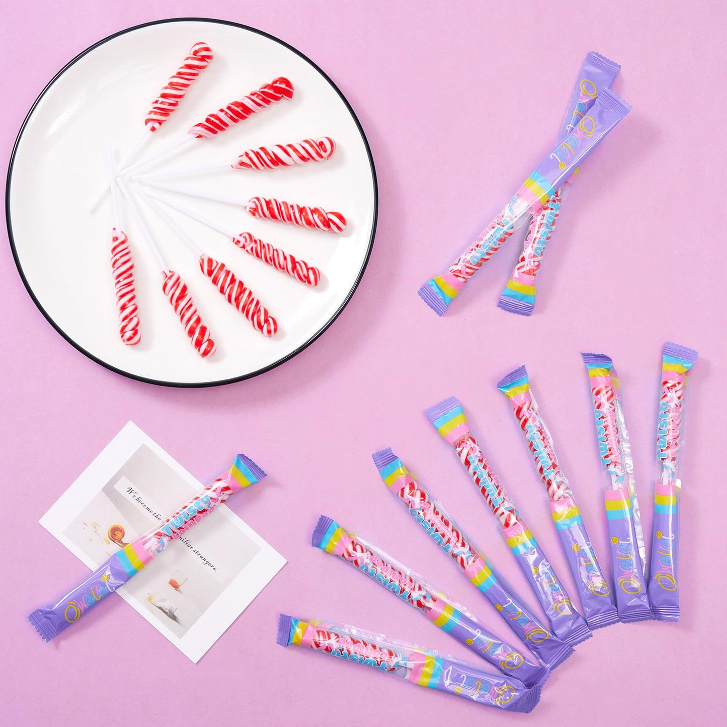 Twist Rainbow Lollipops,Individually Wrapped Bulk Unicorn,For Kid'S Birthday Party,12G Watermelon Flavor 22 Count