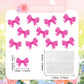 YCTHUNFISH 30 Pack Pink Bow Cupcake Toppers - Acrylic Cupcake Picks for Wedding, Bridal Shower, Birthday Party - Red