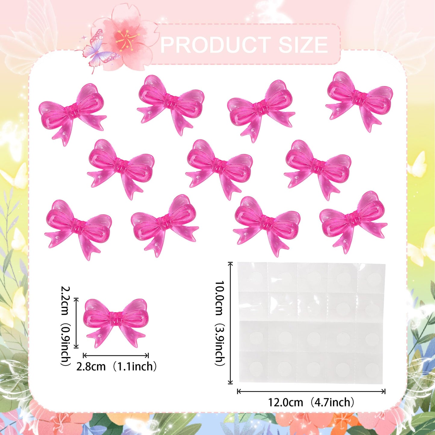 YCTHUNFISH 30 Pack Pink Bow Cupcake Toppers - Acrylic Cupcake Picks for Wedding, Bridal Shower, Birthday Party - Red