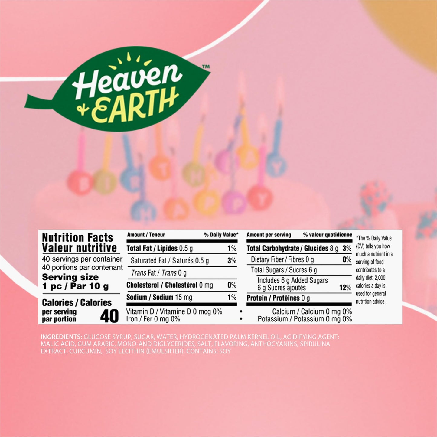 HEAVEN & EARTH Lil Taffy Candy - Summer Strawberry, Dye Free, Gluten Free, Kosher, Approx. 40 Count, 21.2 x 2.9 x