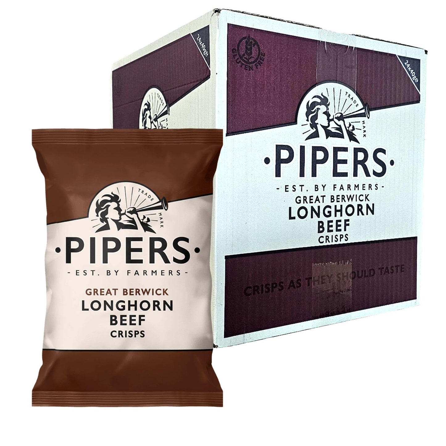 Pipers Longhorn Beef Crisps 40g x 24 Bags