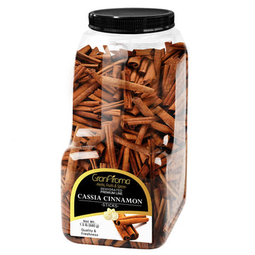 GranAroma Cassia Cinnamon Sticks, Aromatic & Sweet for Teas & Baking, 1.5 Pound