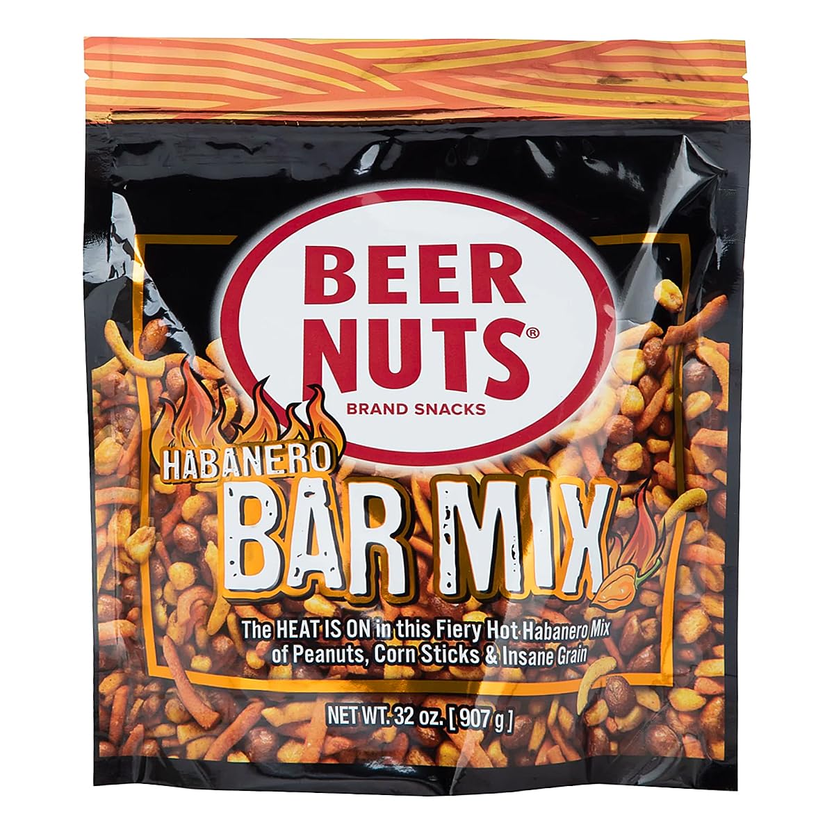 BEER NUTS Habanero Hot Bar Mix - Spicy Snack Food, 32oz Resealable Bag