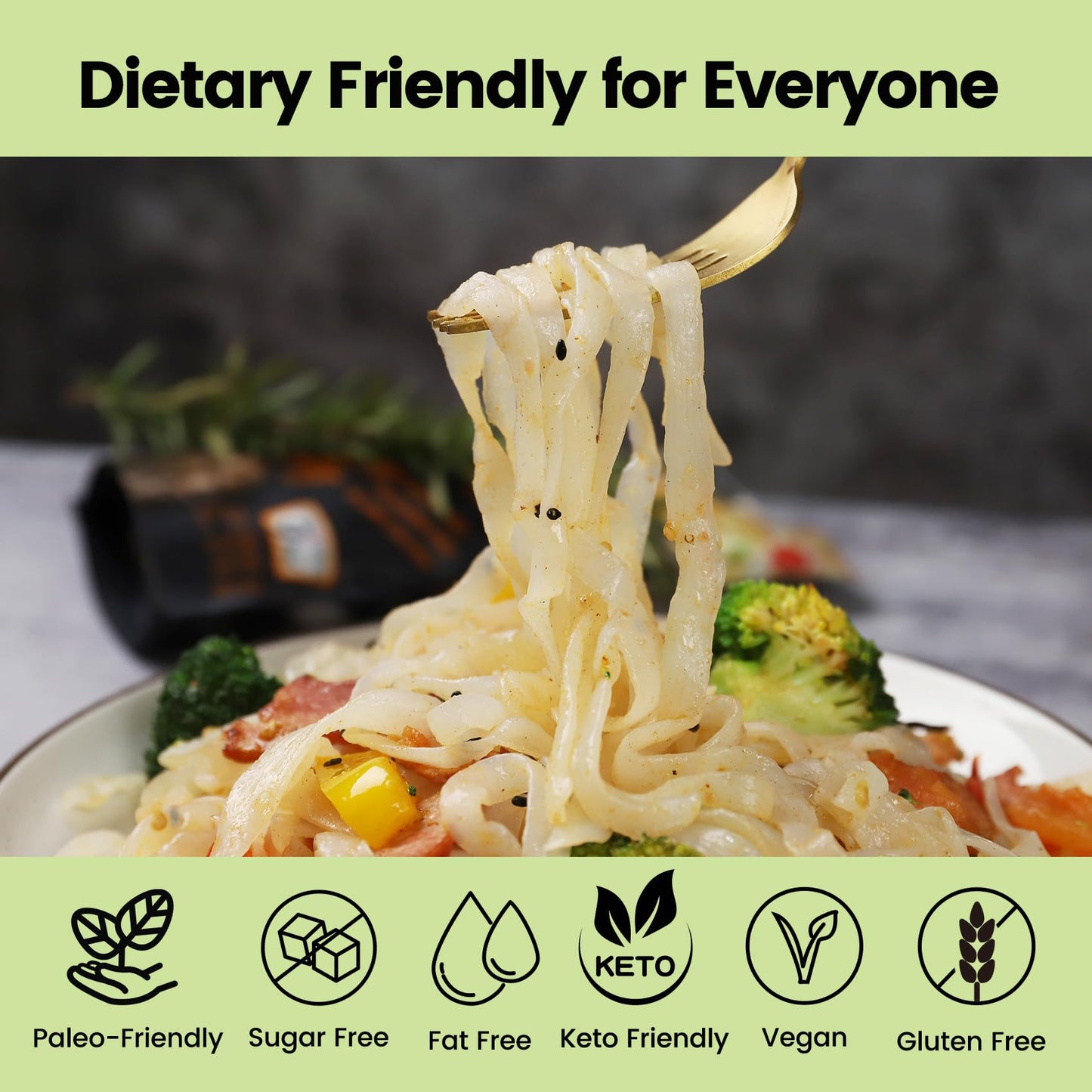 Hethstia Konjac Noodles, 10 Packs Shirataki Noodle Fettuccine Shape Pasta - Keto, Vegan, Gluten Free, Low Carb, Sugar-Free, Low-