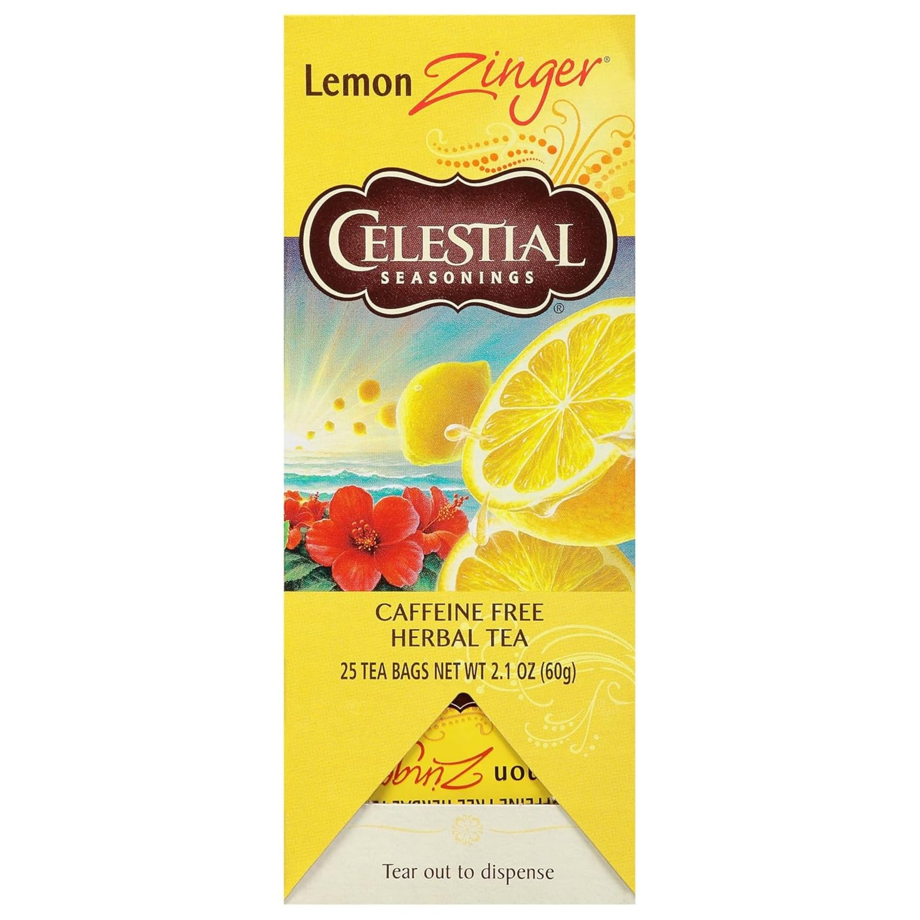 Celestial Seasonings Herbal Tea Lemon Zinger, 25 Count Box, Model CST031010, Lemon Flavor
