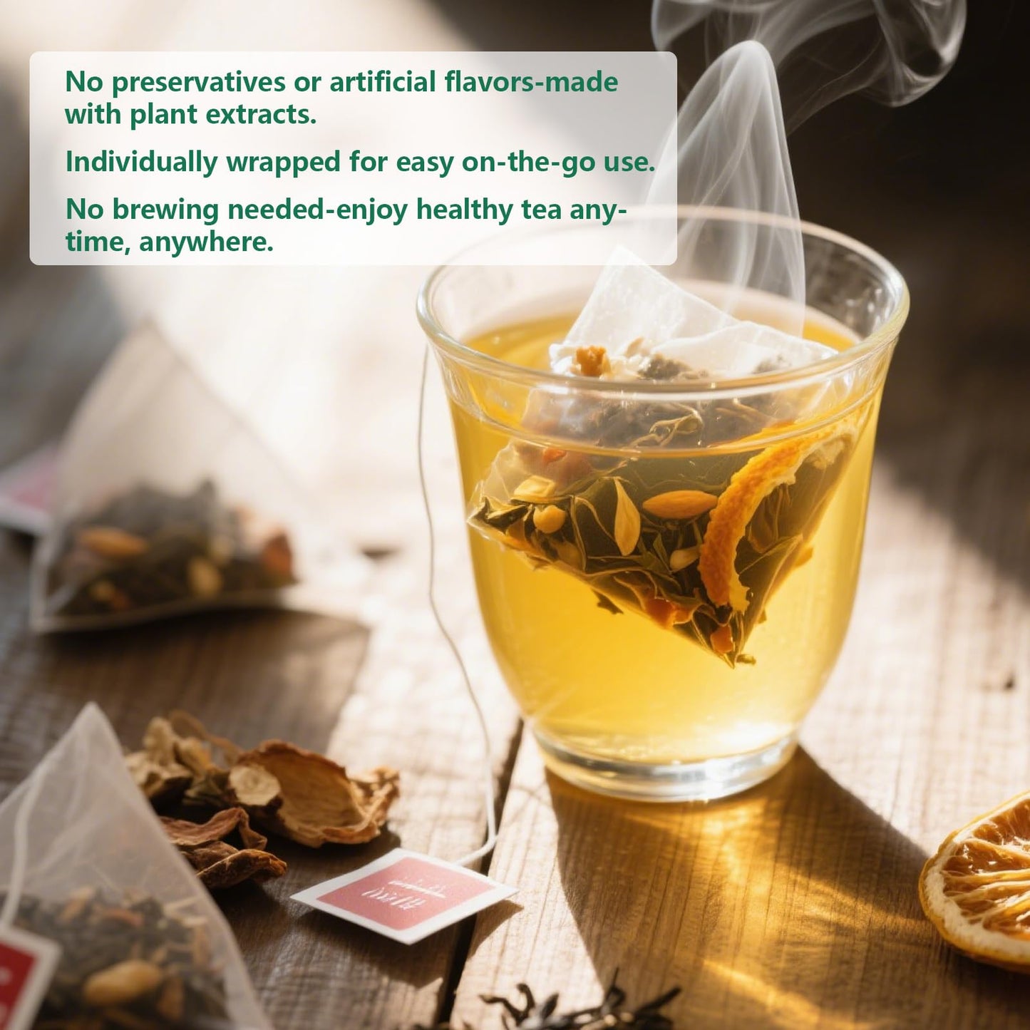 12 Tea Bags Chicory & Gardenia Herbal Tea - Gardenia  Chicory  Honeysuckle  Licorice  Tangerine Peel  Natural Sugar Free Blend  Vegan & Caffeine Free (1pc)