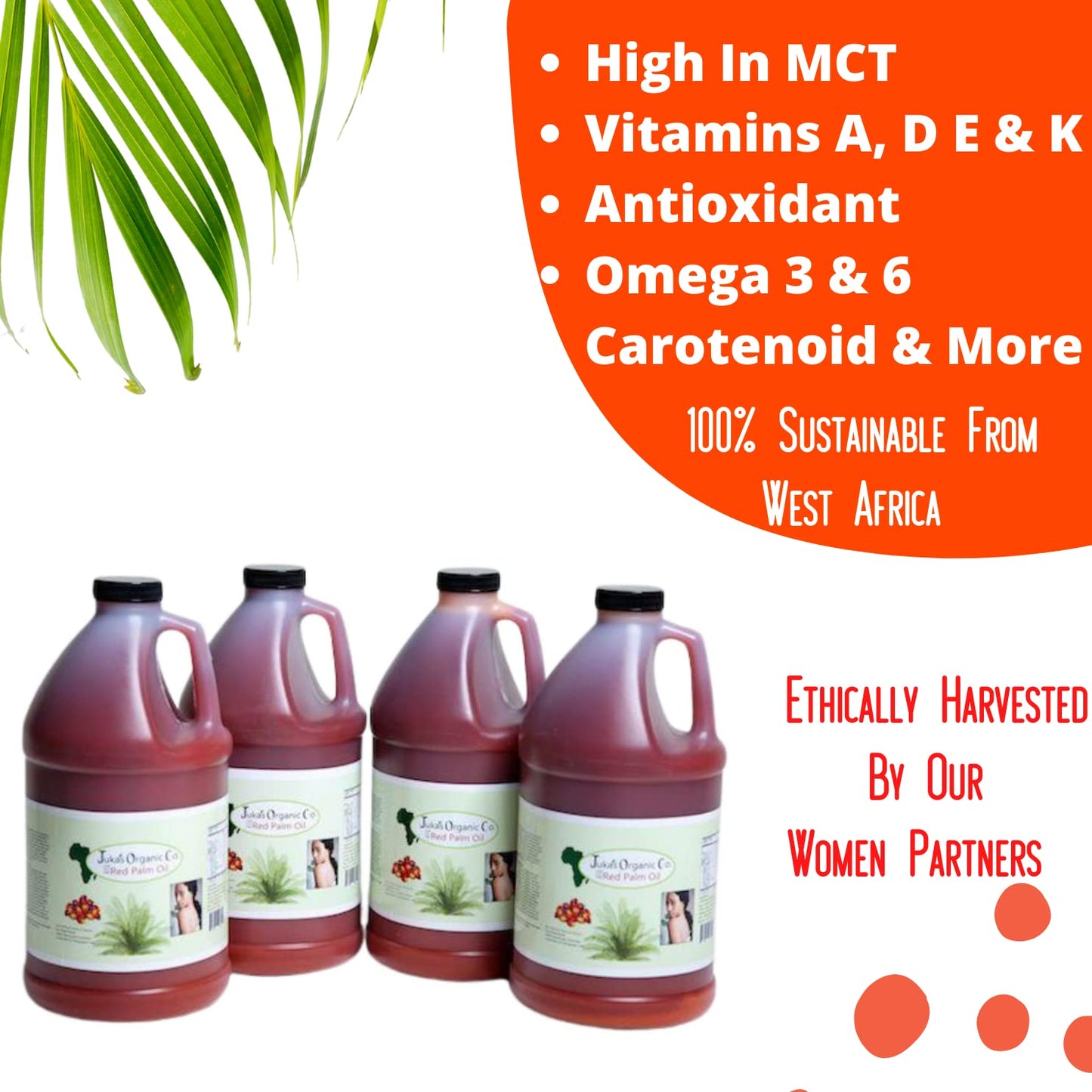 Red Palm Oil By Juka'S Organic Co. (100% Organic, Authentic & Sustainable, All Natural From Africa) (135.2 Fl Oz)