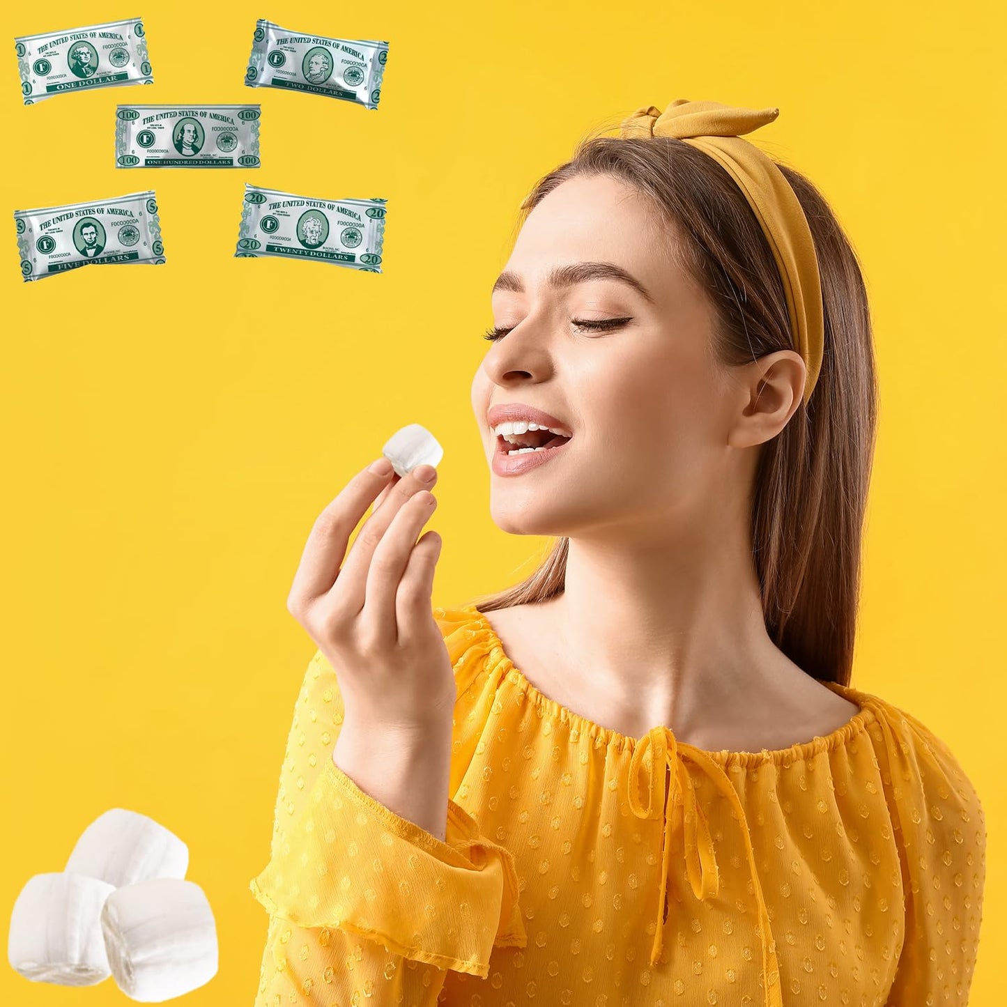 The Dreidel Company 55 Pieces Money Buttermints, Mint Candies, After Dinner Mints, Butter Mint Candy, Fat-Free, Individually Wrapped (55 Pieces)