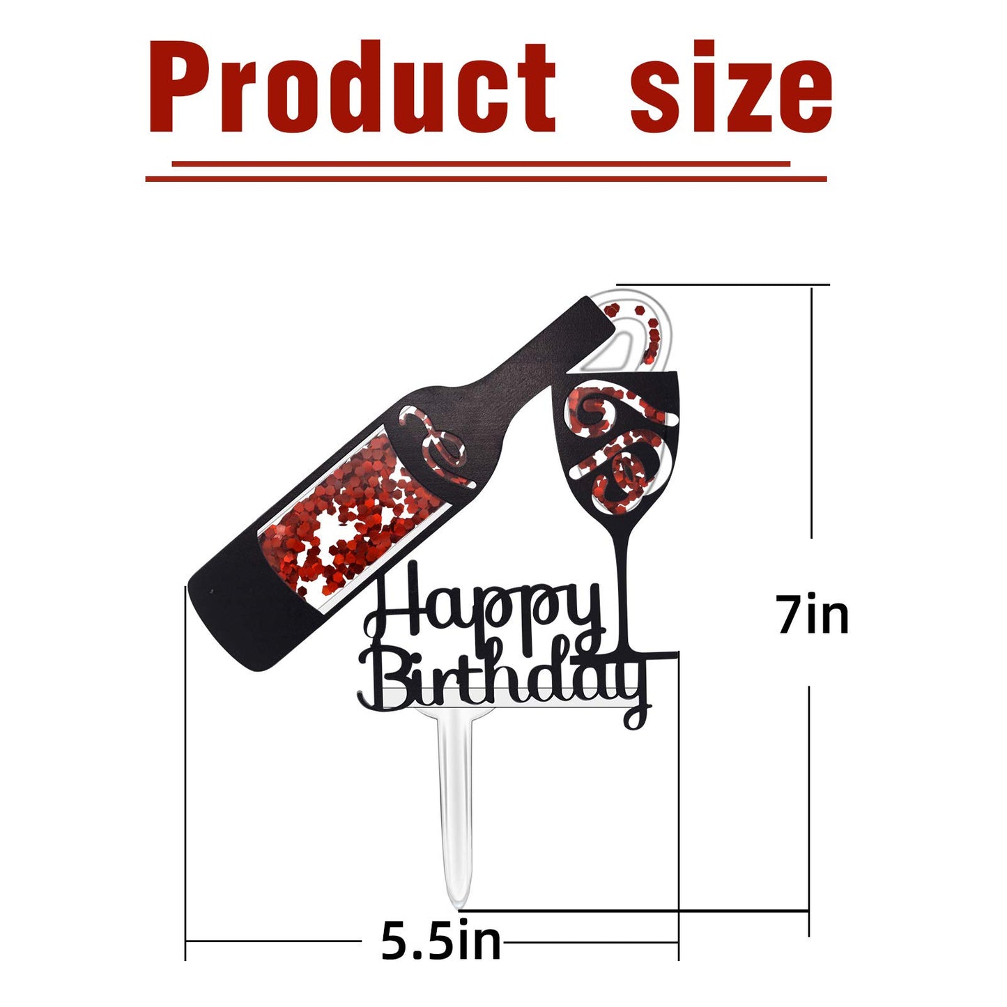 Firefairy Acrylic Cake Topper, Whisky and Wine Theme, 5.5 x 7 inches, Multi Color
