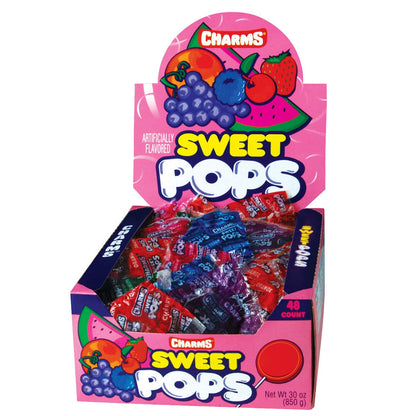 Charms Sweet Pops Lollipops - Individually Wrapped Candy Suckers - Peanut Free, Gluten Free - Bulk Treat for Kids and Adults - 4