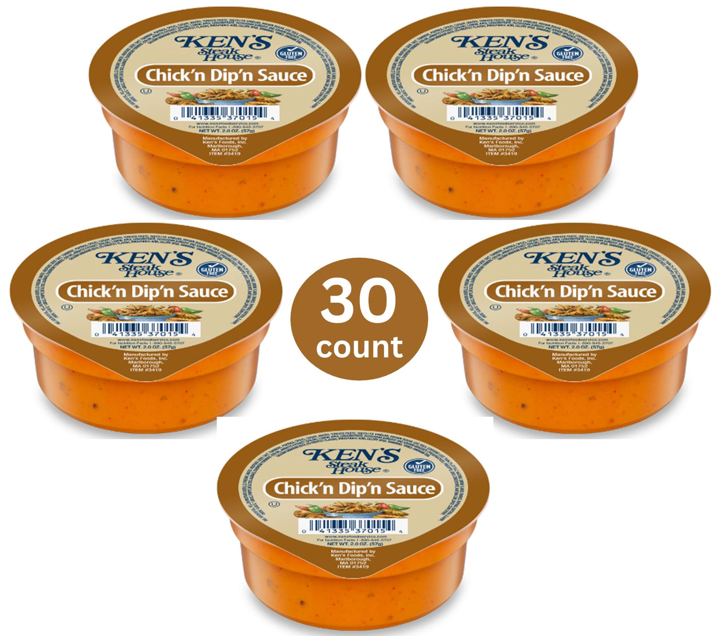 30 Count | Salad Dressing Dipping Sauce Portion Cups | Single Serve Packets (Chick'N Dip'N Sauce)