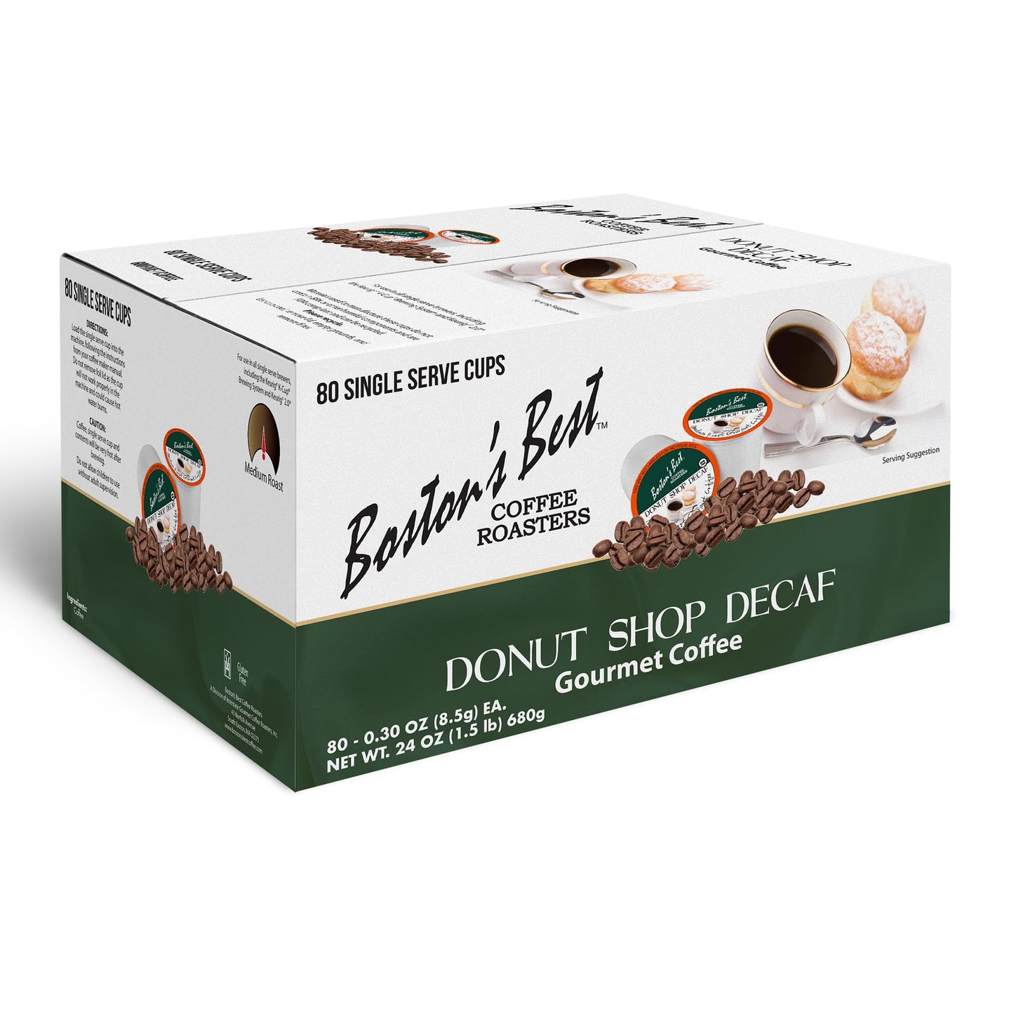Bostons Best Decaf Medium Roast Coffee Compatible with Keurig, 80 Single Serve Cups